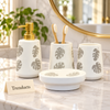 Brilliant 4 Piece Bathroom Set - White Monstera Leaf