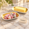 Symphony Adorn Oval Tray Set of 2 - White and Gold