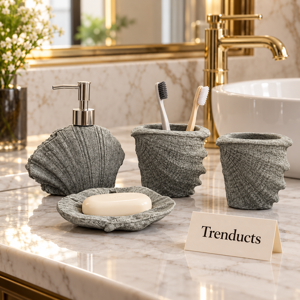 Luxury Bathroom Set - 4-Piece Fiber Shell Design