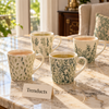 Green Herb Print Mug 420 ml - Wide Cream Mug (Random)