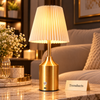 USB-C Rechargeable LED Table Lamp with Pleated Shade