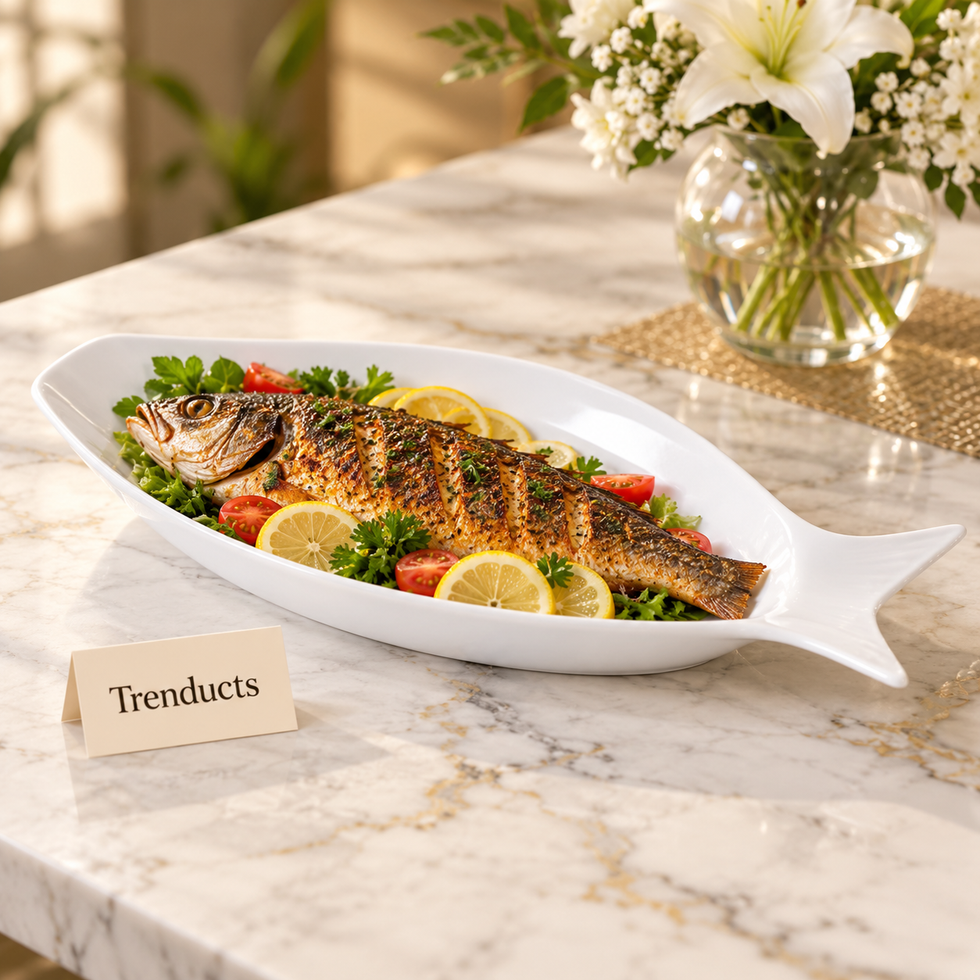 Brilliant Fish Shaped Serving Plate - 14 Inch White