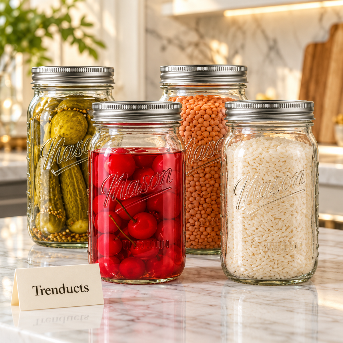 Danny Home Wide Mouth Mason Jar Set - 6 Pcs Glass