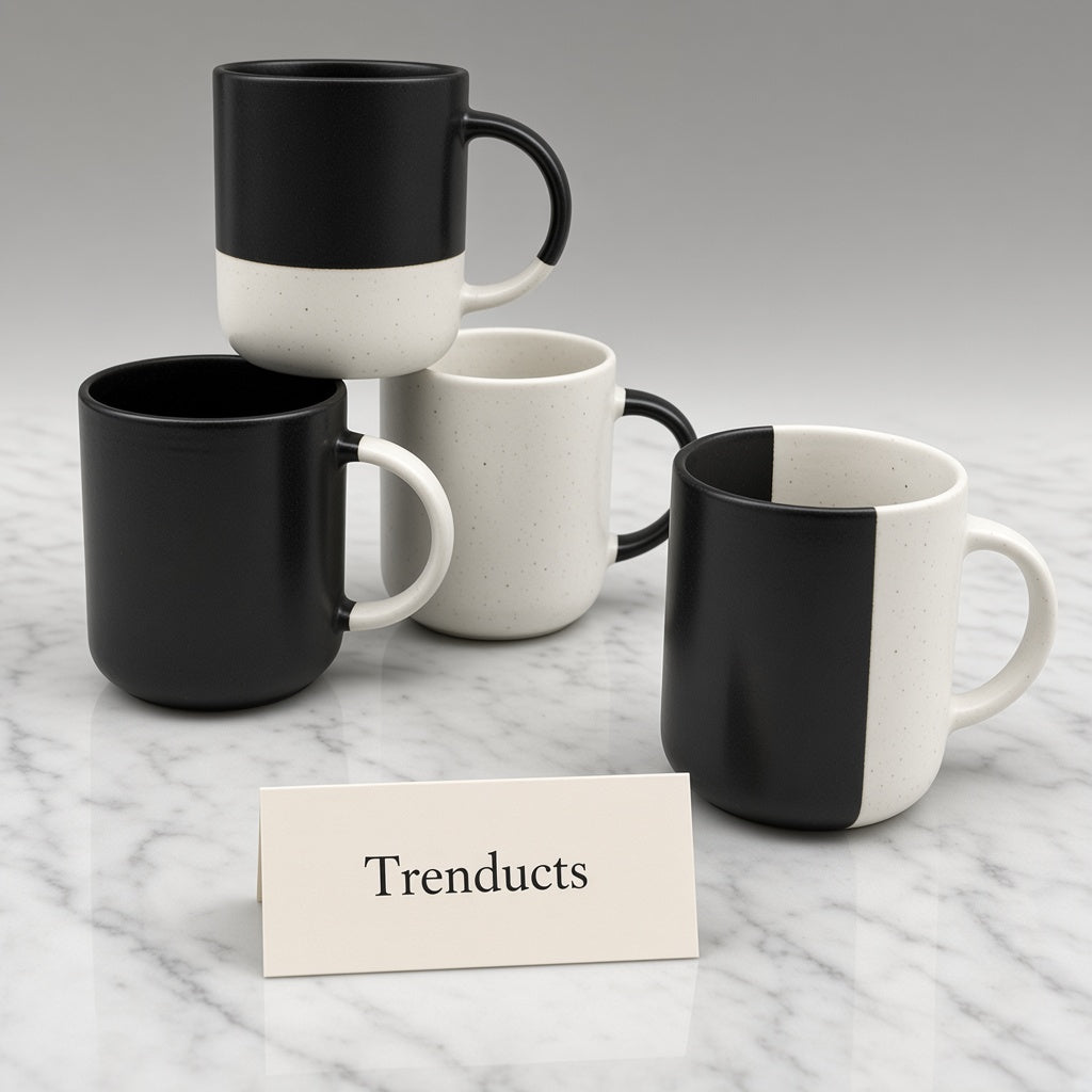Danny Home Ceramic Mug 450ml - Black and White Two Tone (each)