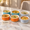 Danny Home Ceramic Soup Bowl Set - 6 Pcs 5 Inch Colourful