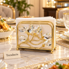 Luxury Gold Napkin Holder - Crystal Leaf Design, Mirror Base