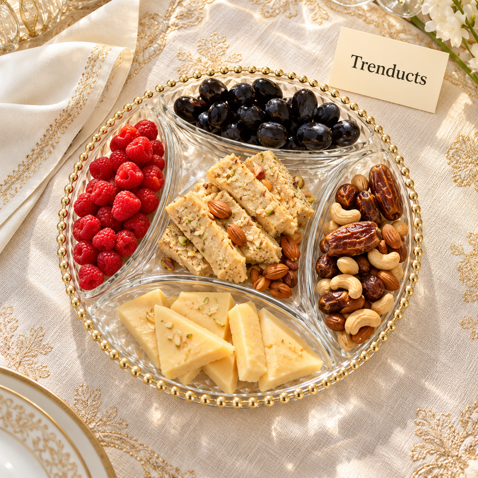 Danny Home Glass Plate - 5 Section Round Gold Rim 33cm