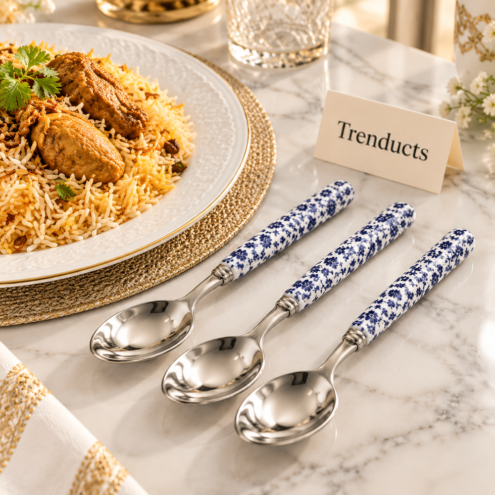 Danny Home Dinner Spoon Set - 3 Pcs Blue Floral