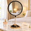 Table Mirror - Round Black Frame with Rose Gold Base
