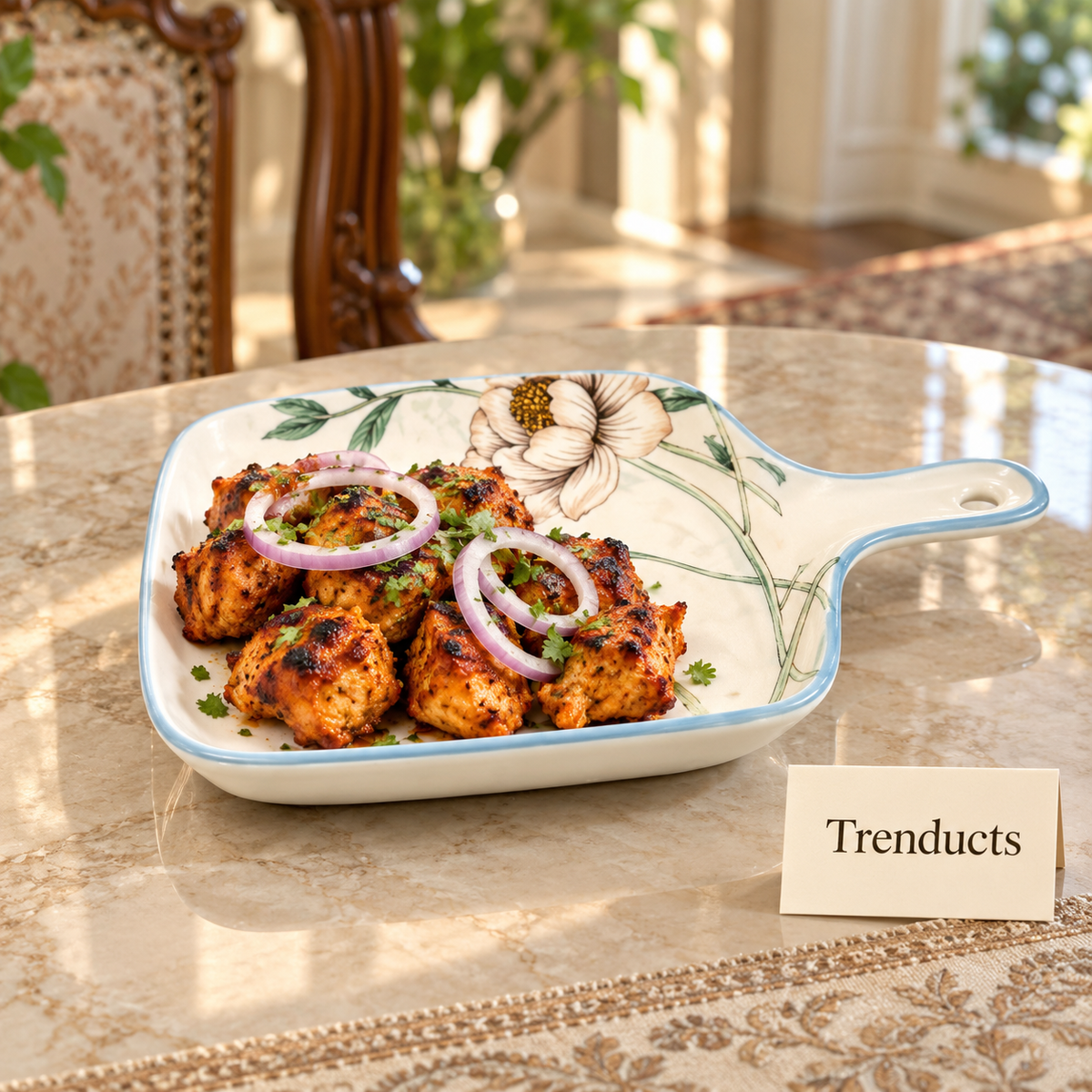 Brilliant 9 Inch Square Platter - Magnolia with Handle