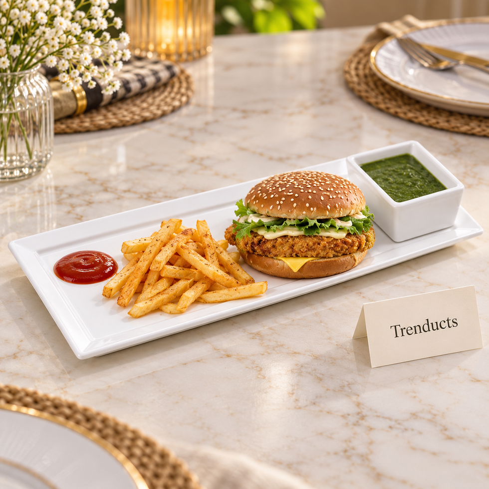Brilliant Rectangular Serving Plate - 16 Inch with Dip Dish