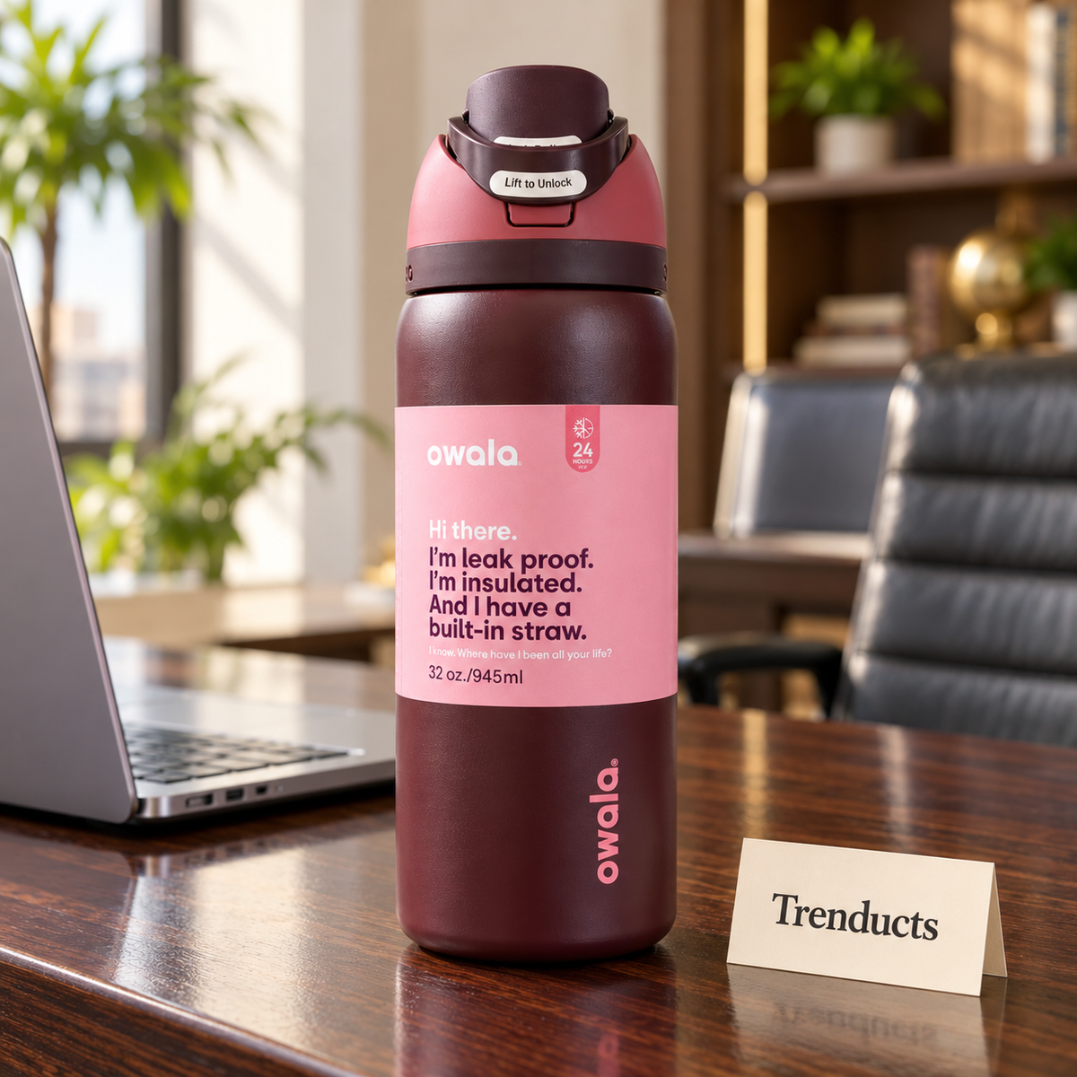 Owala Water Bottle 32 oz - Burgundy Maroon