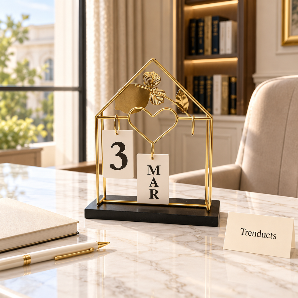 Metal Home Calendar - Gold House Perpetual Calendar