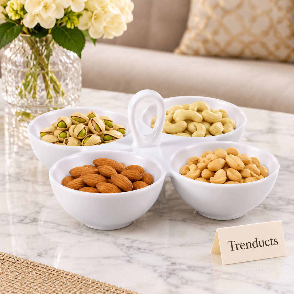 Brilliant 4 Section Snack Bowl - White Dry Fruit Server