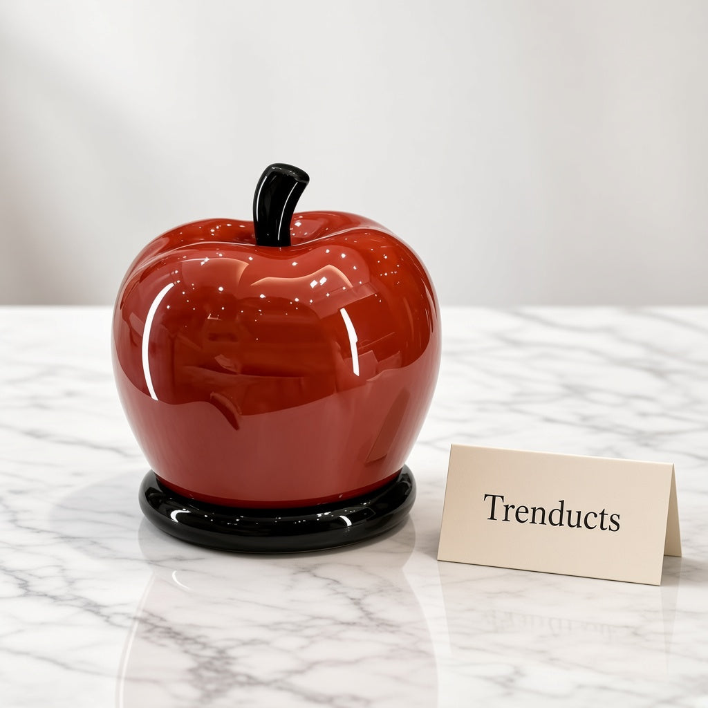 Plastic Toothpick Holder with Lid - Red Apple Design