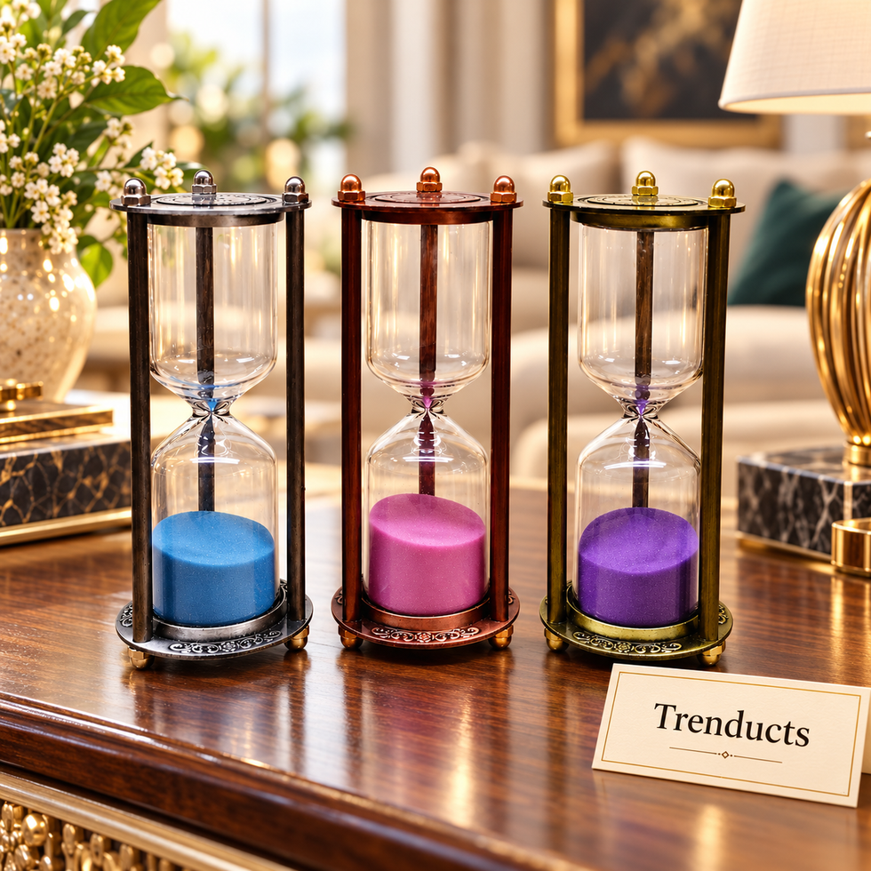 10 Minute Pillar Hourglass Sand Timer - Antique Metal Frame