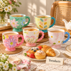 Floral Ceramic Mug with Beaded Handle - 5 Designs