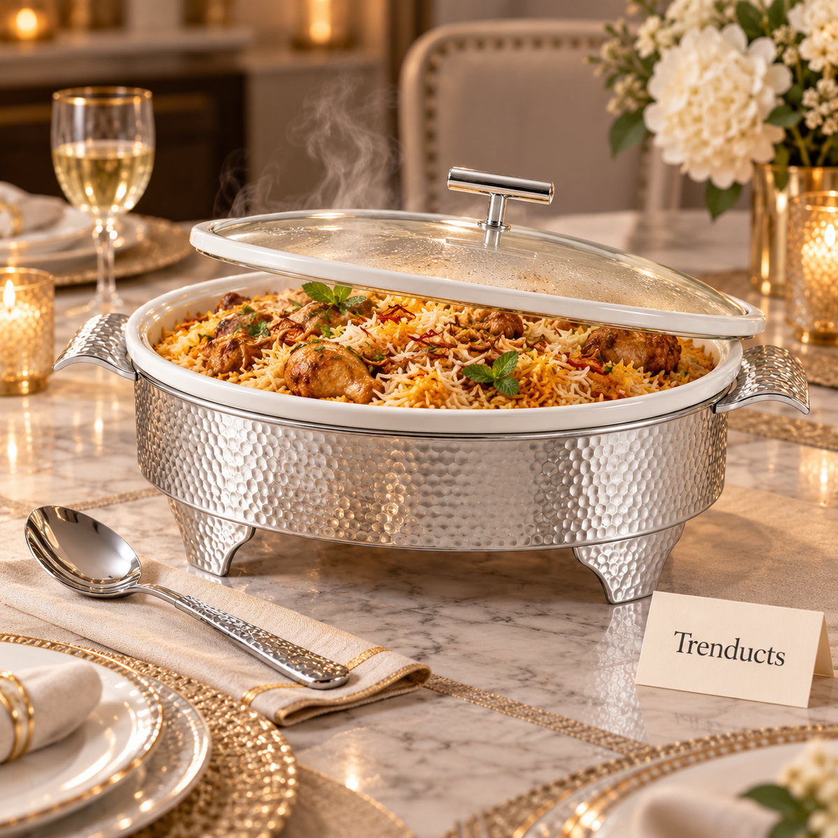 Brilliant Oval Casserole with Candle Warmer