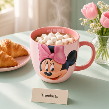 Pink Face Mug with hot coffee on a breakfast table | Trenducts