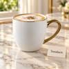 Ceramic Mug 350 ml - White with Gold Handle and Rim
