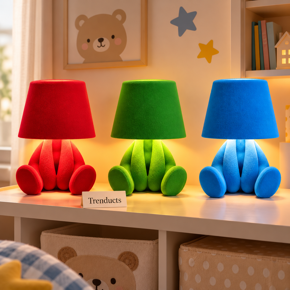 Cute Character Table Lamp - Velvet Look Kids Room Light