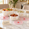 Marble Bowl Set with Lids - 3 Pc Porcelain Seal Bowls