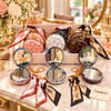 Geometric Print Cosmetic Pocket Mirror - Round with Scarf Keychain (each)