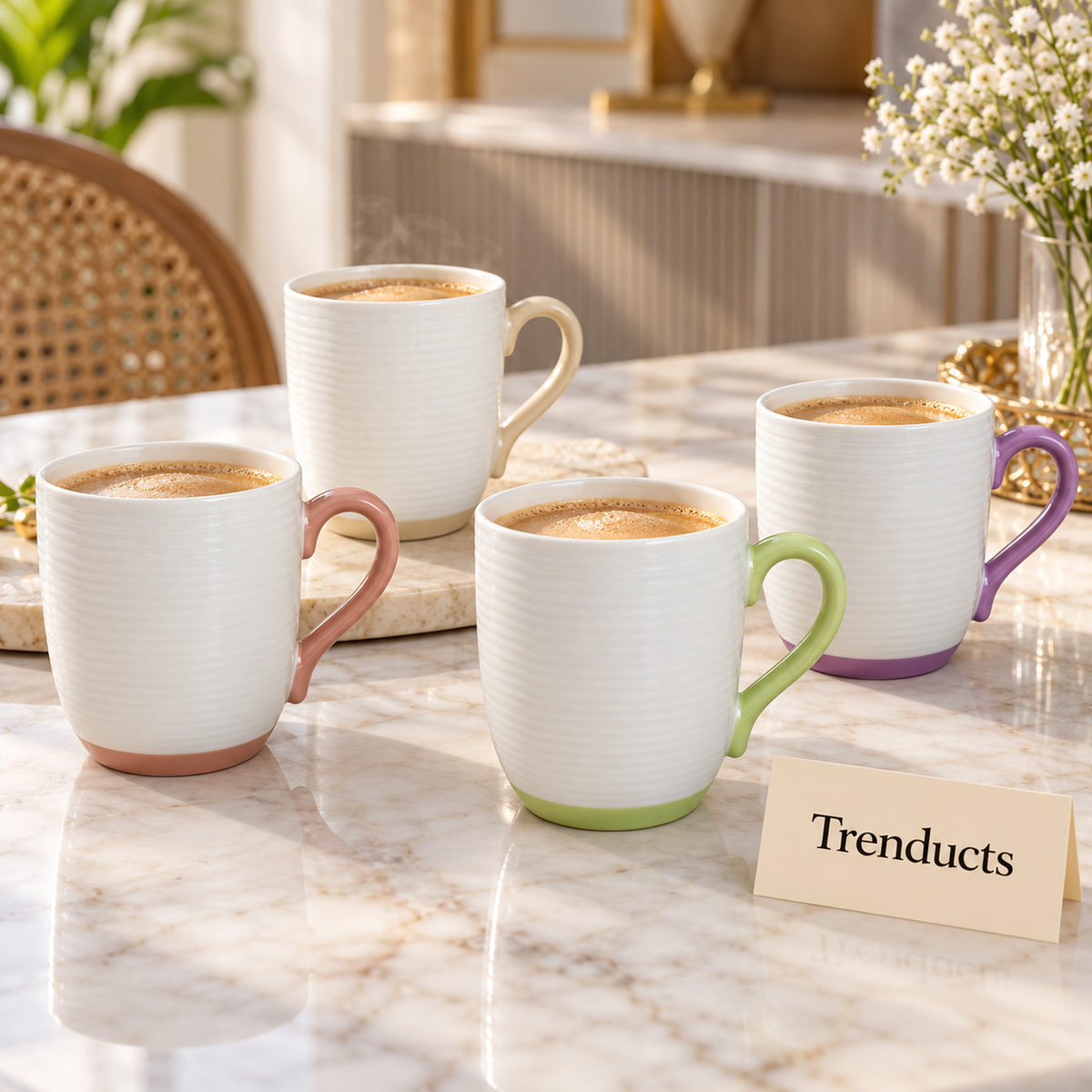 Coloured Handle Mug 370 ml - White Textured (Random Colour)