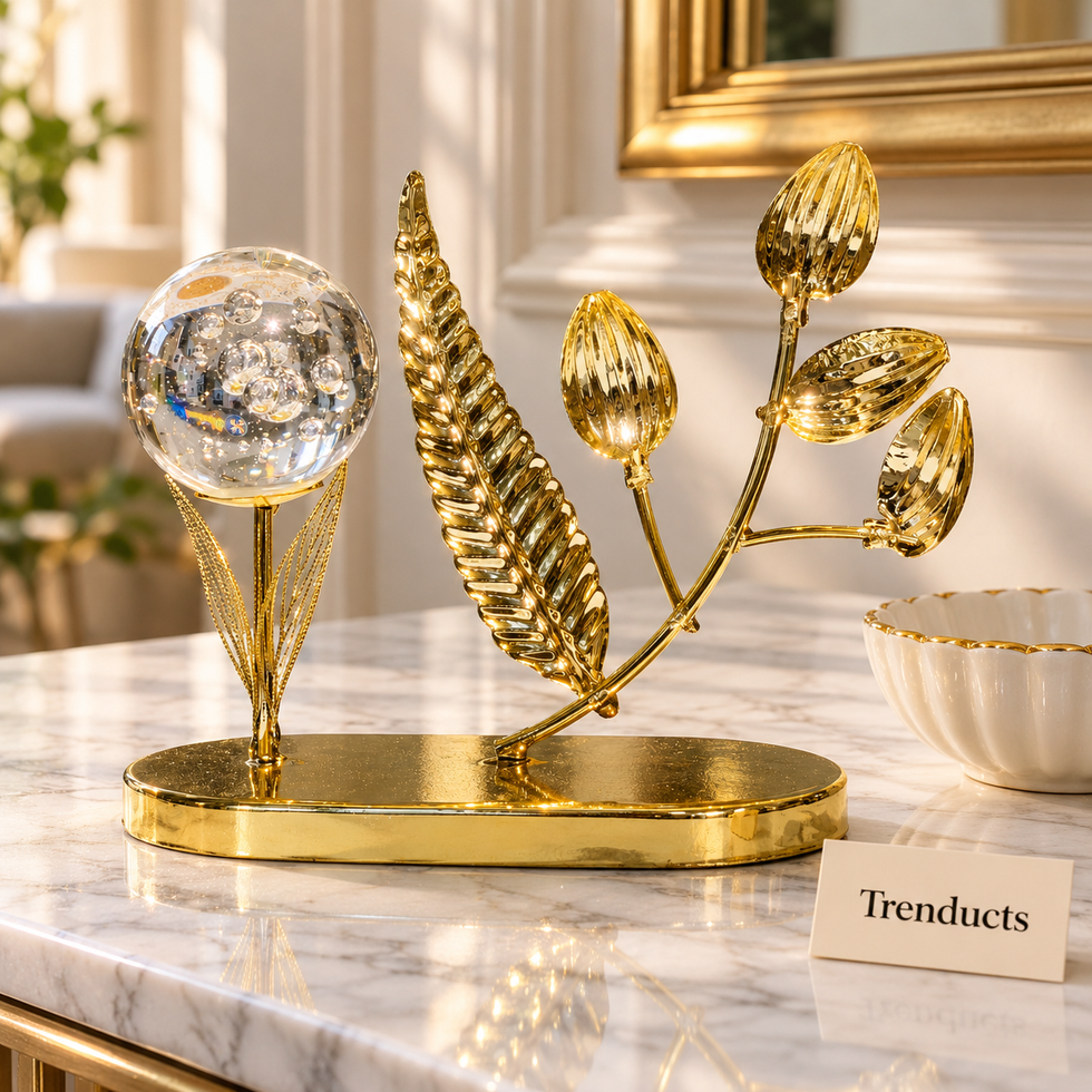 Globe Showpiece - Gold Tulip with Crystal Bubble Egg