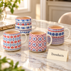Folk Pattern Mug 420 ml - Red & Blue Tile Print (Random)