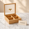 Bamboo Wood Dry Fruit Box with Fluted Lid - 4 Sections