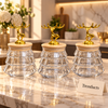 Deer Lid Glass Jar Set - 3 Pcs Storage Jars with Gold Deer Knob