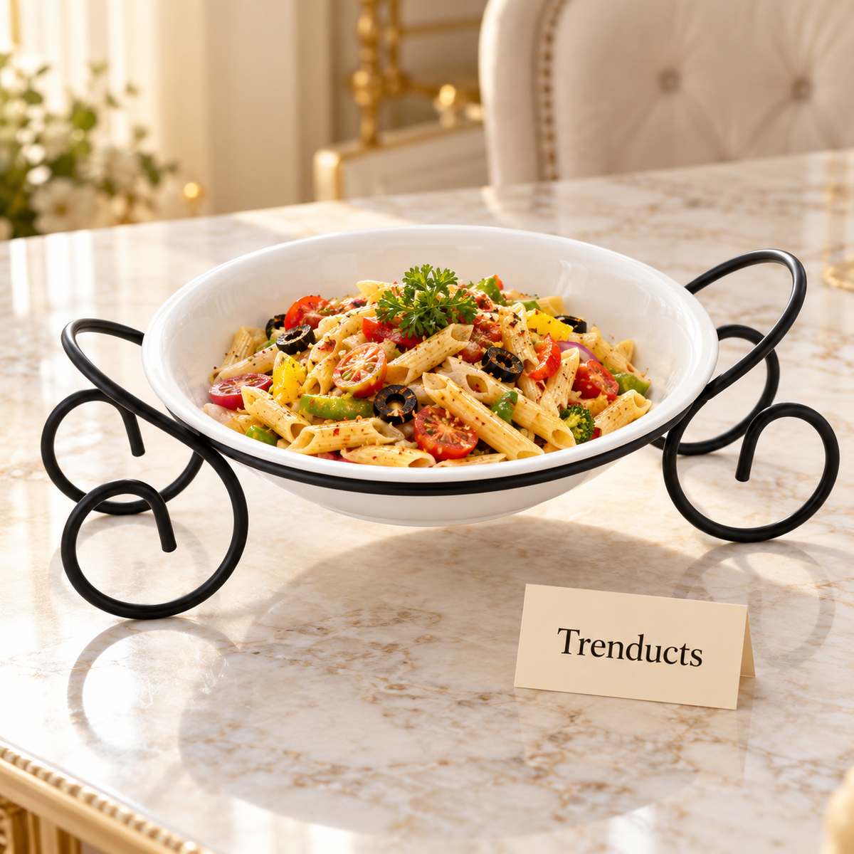 Symphony Round Bowl with Stand - White & Black