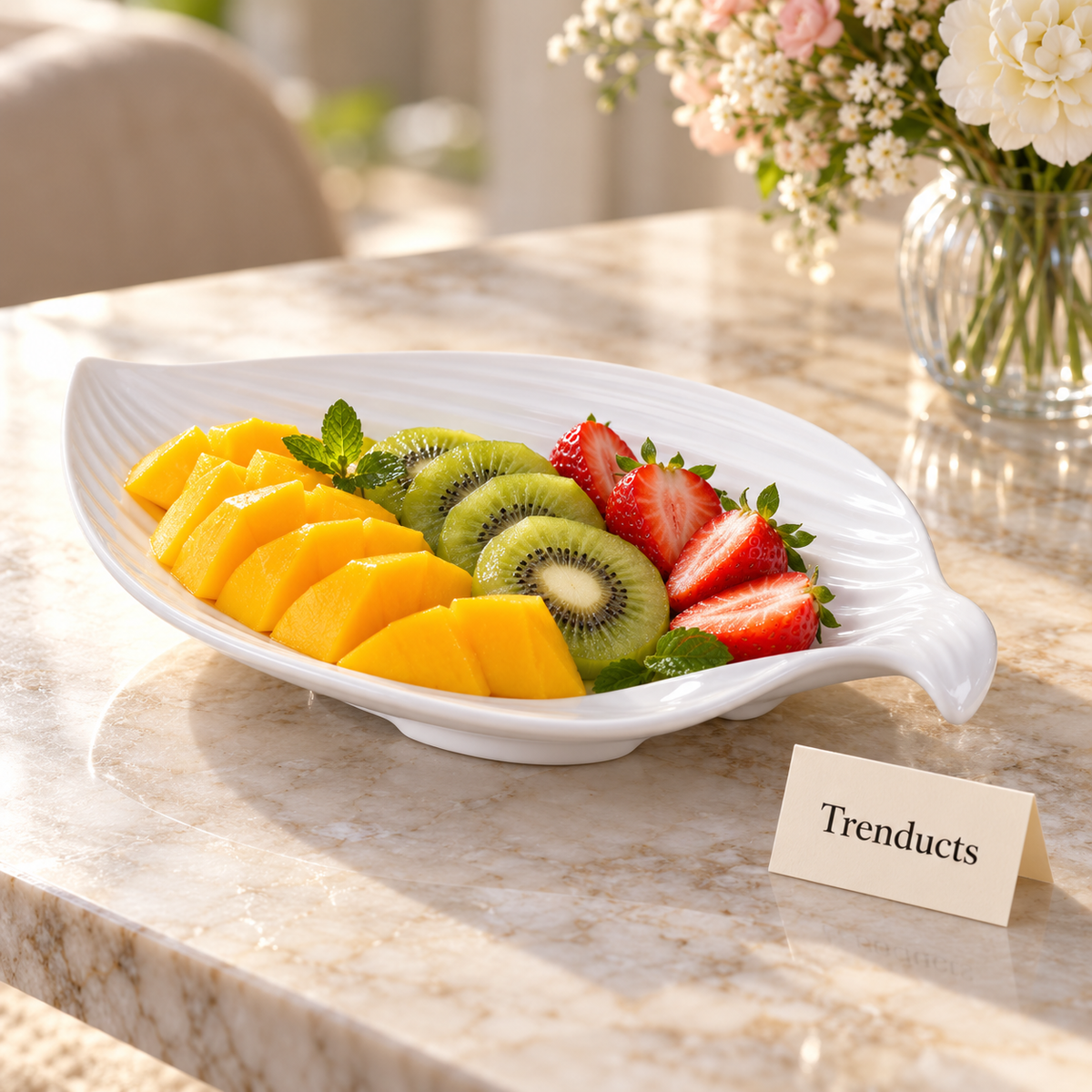 Brilliant Leaf Shaped Plate - 9.25 Inch White Serving Plate