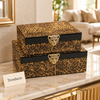 Premium 2 Piece Storage Box Set - Leopard Print with Black Trim