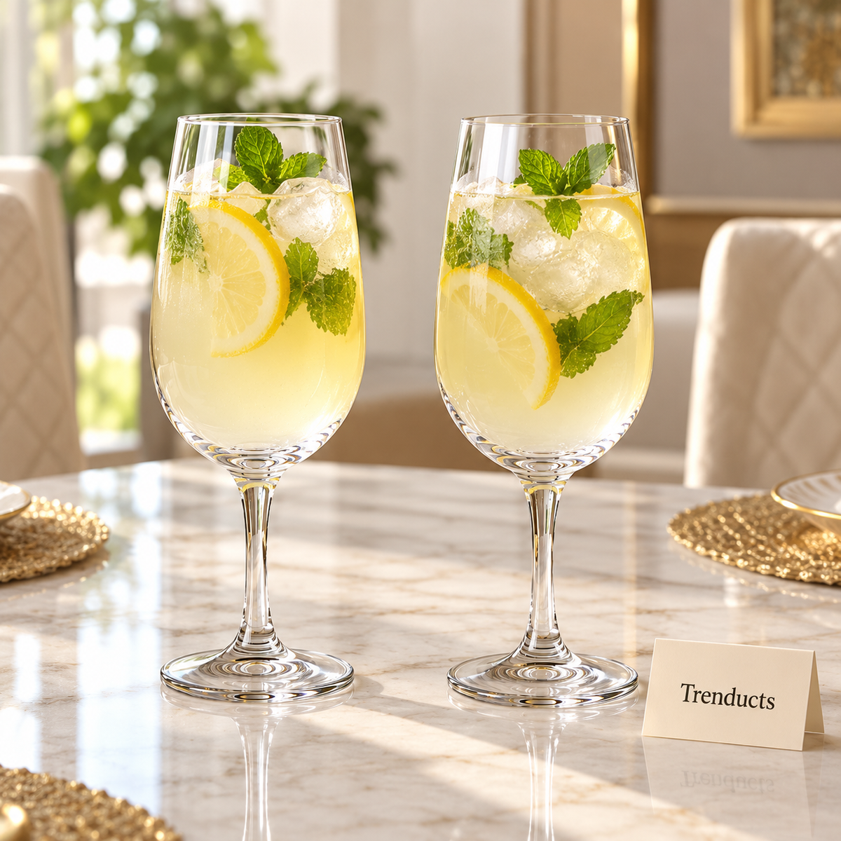 Danny Home Stemmed Glass Set - 2 Pcs Clear Goblets