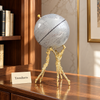 Metal Globe Showpiece - Silver with Gold Figure Stand