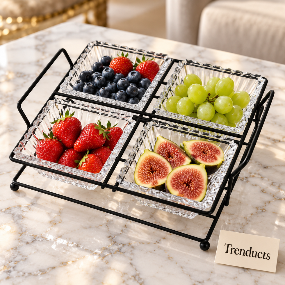 Danny Home Glass Snack Set - 4 Bowl 250ml Black or Gold