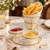 Brilliant Fries Holder - Gold Wire with White Bowls