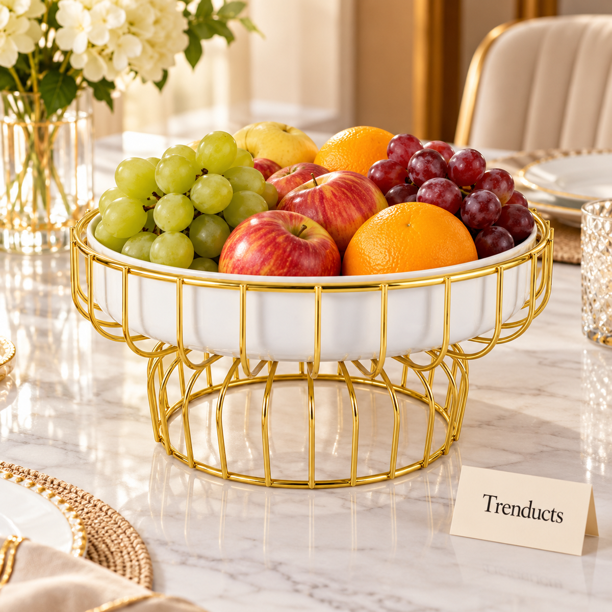 Brilliant Round Plate with Gold Wire Stand