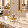 Gold Concentric Ring Table Accent - Crystal Ball Decor