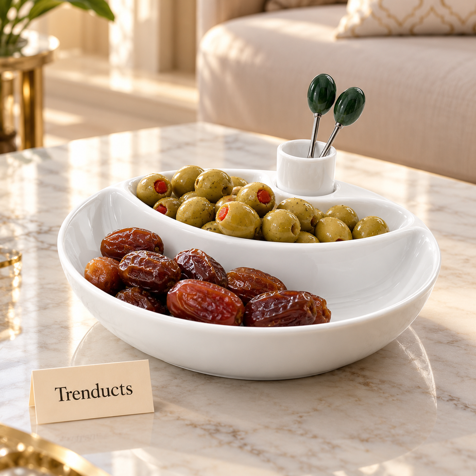 Symphony Round Dish with Forks - 2 Section Server