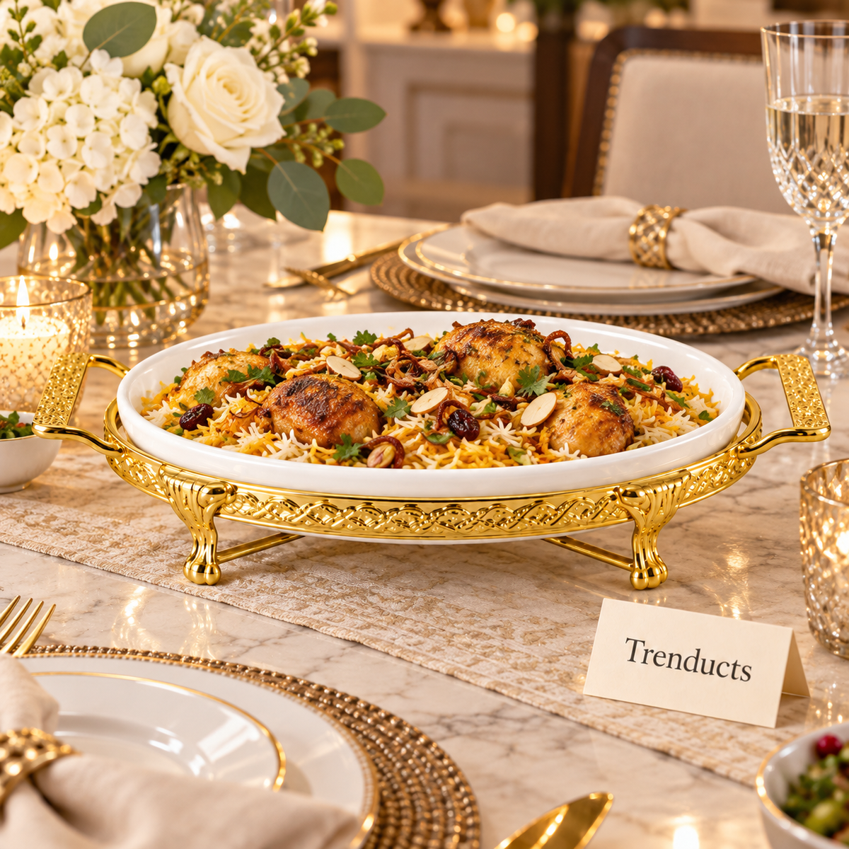 Brilliant 12 inch Oval Plate with Gold Stand
