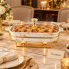 Brilliant Rectangular Marble Casserole with Gold Stand