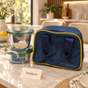 Glass Lunch Box Set with Navy Blue Bag - 2 Round Containers