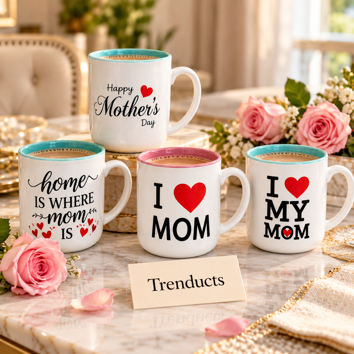 Mom Gift Mug 400 ml - I Love Mom Print (Random Design)