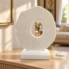 White Ring Tabletop Sculpture - Textured Abstract Decor