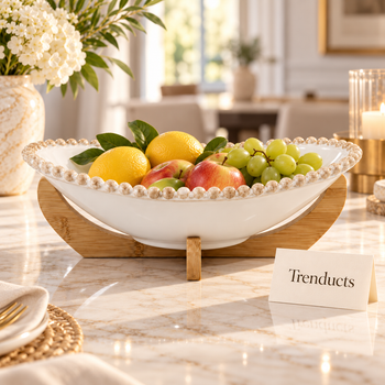 Oval Ceramic Bowl in an elegant home setting with Trenducts card - view 2