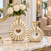 White and Gold Heart Decorative Vase - Openwork Ceramic
