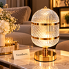 Oval Faceted Crystal LED Table Lamp with Gold Accents